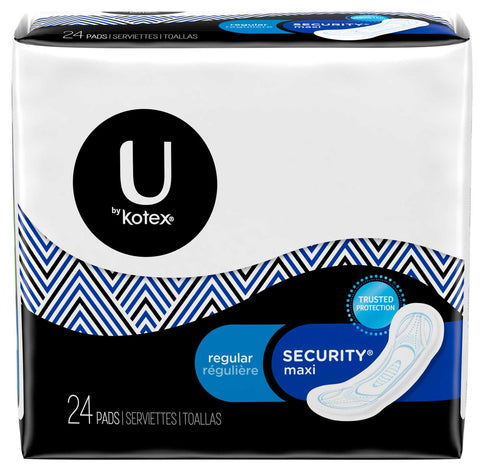 U By Kotex Premium Regular Maxi Pads, 24 count per pack -- 6 per case.