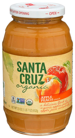 Santa Cruz Organic Apple Peach Sauce, 23 Ounce -- 12 per case.