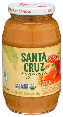 Santa Cruz Organic Apple Peach Sauce, 23 Ounce -- 12 per case.