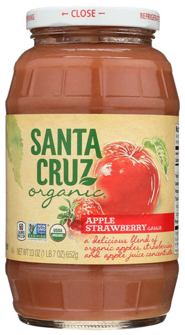 Santa Cruz Organic Apple Strawberry Sauce, 23 Ounce -- 12 per case.