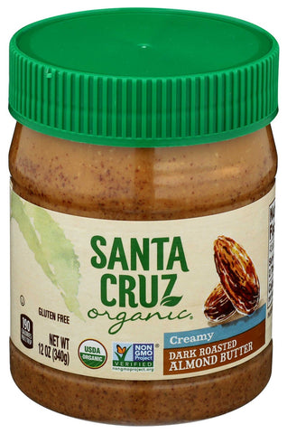 Santa Cruz Organic Creamy Dark Roasted Almond Butter, 12 Ounce -- 6 per case