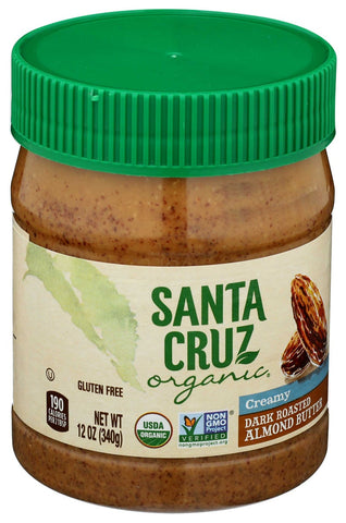 Santa Cruz Organic Creamy Dark Roasted Almond Butter, 12 Ounce -- 6 per case