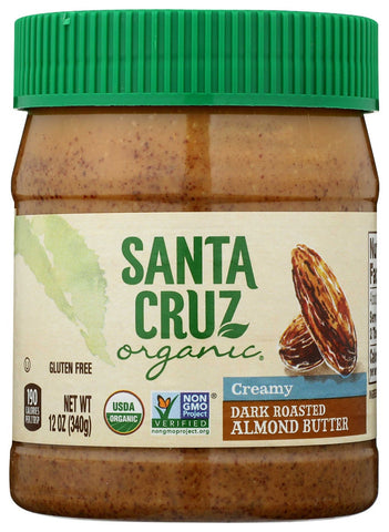 Santa Cruz Organic Creamy Dark Roasted Almond Butter, 12 Ounce -- 6 per case