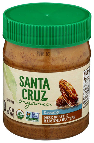 Santa Cruz Organic Creamy Dark Roasted Almond Butter, 12 Ounce -- 6 per case