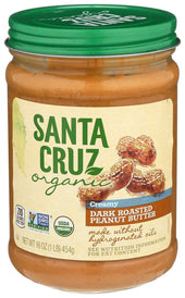 Santa Cruz Organic Creamy Dark Roast Peanut Butter, 16 Ounce -- 6 per case