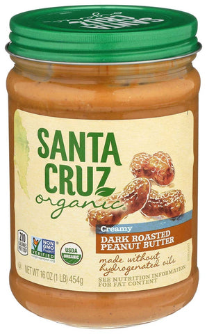 Santa Cruz Organic Creamy Dark Roast Peanut Butter, 16 Ounce -- 6 per case