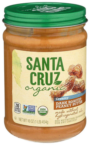 Santa Cruz Organic Creamy Dark Roast Peanut Butter, 16 Ounce -- 6 per case