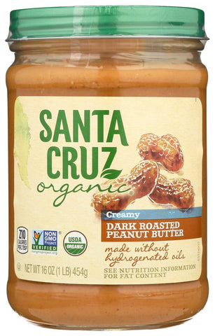 Santa Cruz Organic Creamy Dark Roast Peanut Butter, 16 Ounce -- 6 per case