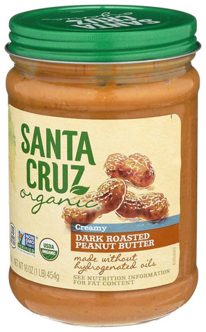 Santa Cruz Organic Creamy Dark Roast Peanut Butter, 16 Ounce -- 6 per case