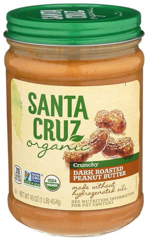 Santa Cruz Organic Crunchy Dark Roasted Peanut Butter, 16 Ounce -- 6 per case
