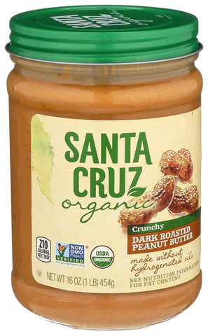 Santa Cruz Organic Crunchy Dark Roasted Peanut Butter, 16 Ounce -- 6 per case