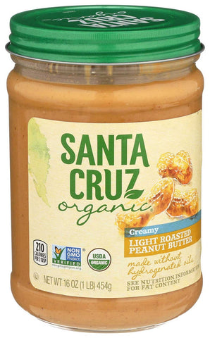 Santa Cruz Organic Creamy Light Roast Peanut Butter, 16 Ounce -- 6 per case