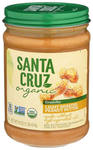 Santa Cruz Organic Crunchy Light Roast Peanut Butter, 16 Ounce -- 6 per case