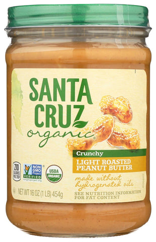 Santa Cruz Organic Crunchy Light Roast Peanut Butter, 16 Ounce -- 6 per case