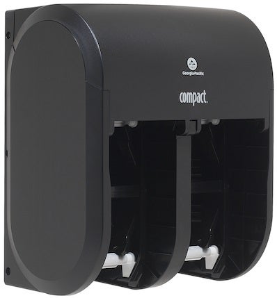 Georgia Pacific Compact Quad Black Four Roll Coreless Toilet Paper Dispenser