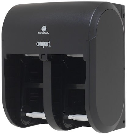 Georgia Pacific Compact Quad Black Four Roll Coreless Toilet Paper Dispenser