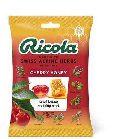 Ricola Cherry Honey Cough Drops, 24 count -- 48 per case