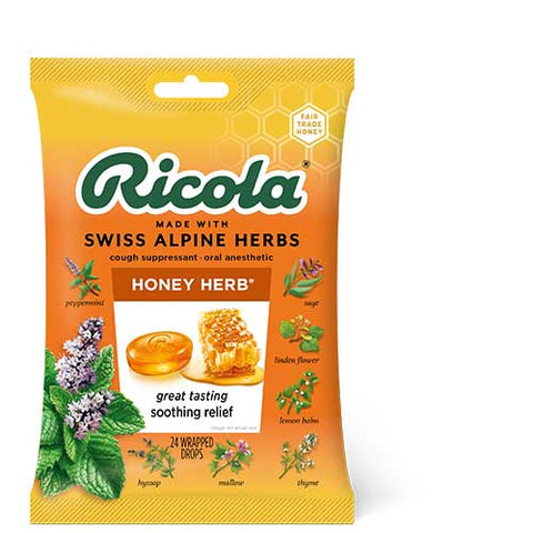 Ricola Honey Herbed Cough Drops, 24 count -- 48 per case