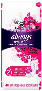 Always Discreet Very Light Regular Liner, 48 count per pack -- 3 per case.