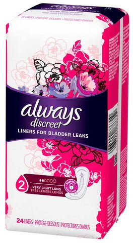 Always Discreet Very Light Long Liner, 24 count per pack -- 3 per case.