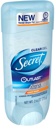 Secret Outlast Clear Gel Sport Fresh Deodorant, 2.6 Ounce -- 12 per case.