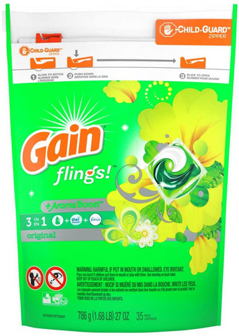 Gain Original Laundry Detergent Liquid Pods, 1.87 Pound -- 4 per case.