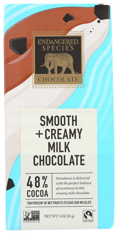 Endangered Species Chocolate Smooth Milk Chocolate Bar, 3 Ounce -- 12 per case.
