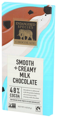 Endangered Species Chocolate Smooth Milk Chocolate Bar, 3 Ounce -- 12 per case.