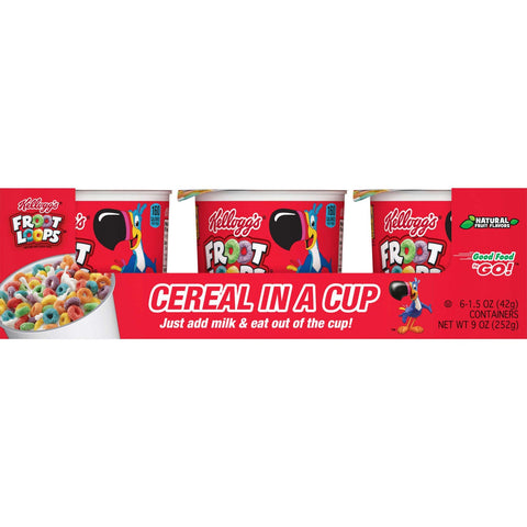 Kelloggs Froot Loops Breakfast Cereal, Single-Serve 1.5oz Cup, 6/Box