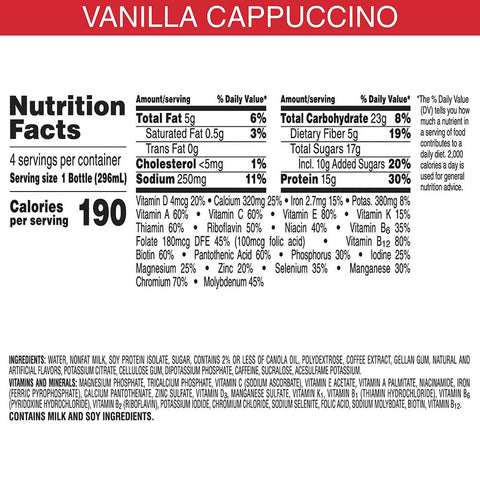 Kelloggs Special K Vanilla Cappuccino Protein Shakes, 10 Fluid Ounce -- 12 per case.