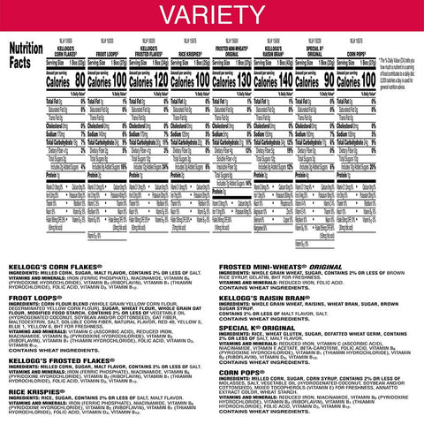 Kelloggs Total Assortments Cereal - Variety Pack, 10.94 Ounce -- 120 per case.