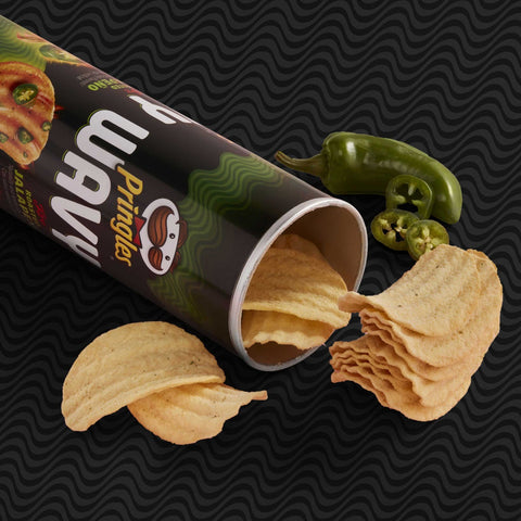 Pringles Wavy Fire Roasted Jalapeno Potato Crisps, 4.8 Ounce -- 8 per case.