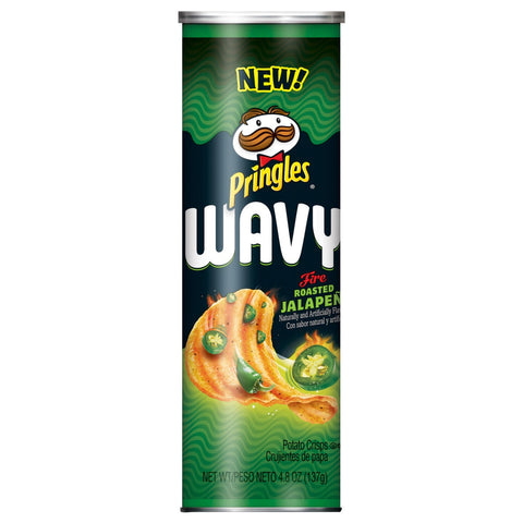 Pringles Wavy Fire Roasted Jalapeno Potato Crisps, 4.8 Ounce -- 8 per case.