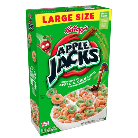 Kelloggs Apple Jacks Cereal, 14.7 Ounce -- 12 per case.