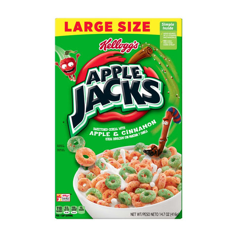 Kelloggs Apple Jacks Cereal, 14.7 Ounce -- 12 per case.