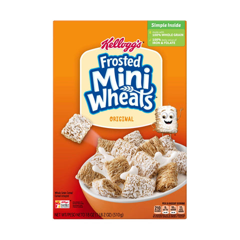 Kelloggs Bite Size Frosted Mini Wheats Cereal, 18 Ounce -- 16 per case.