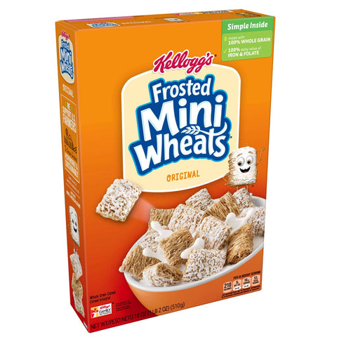 Kelloggs Bite Size Frosted Mini Wheats Cereal, 18 Ounce -- 16 per case.