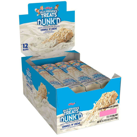 Kelloggs Rice Krispies Treats DunkD Dipped Cookies N Creme Crispy Marshmallow Squares, 3.1 Ounce -- 72 per case
