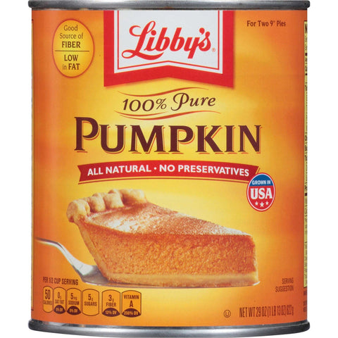 Libbys 100 Percent Pure Pumpkin, 29 Ounce -- 12 per case.