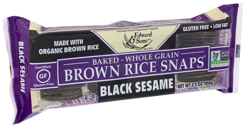 Edward And Sons Organic Black Sesame Brown Rice Snap, 3.5 Ounce -- 12 per case.