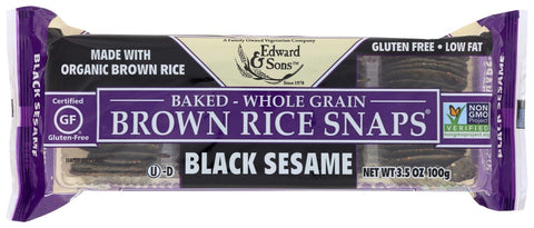 Edward And Sons Organic Black Sesame Brown Rice Snap, 3.5 Ounce -- 12 per case.