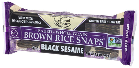 Edward And Sons Organic Black Sesame Brown Rice Snap, 3.5 Ounce -- 12 per case.