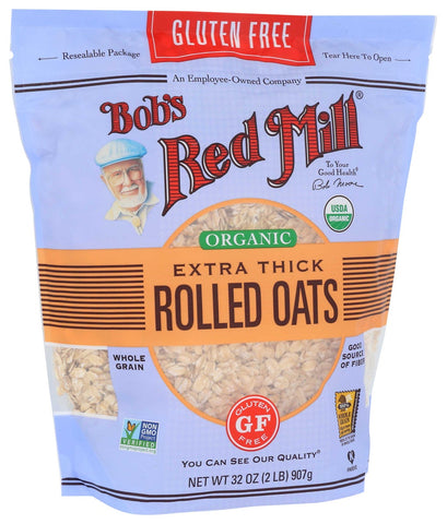 Bobs Red Mill Gluten Free Organic Extra Thick Rolled Oats, 32 Ounce -- 4 per case