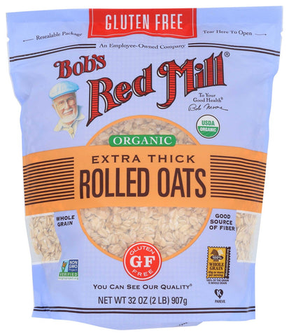 Bobs Red Mill Gluten Free Organic Extra Thick Rolled Oats, 32 Ounce -- 4 per case