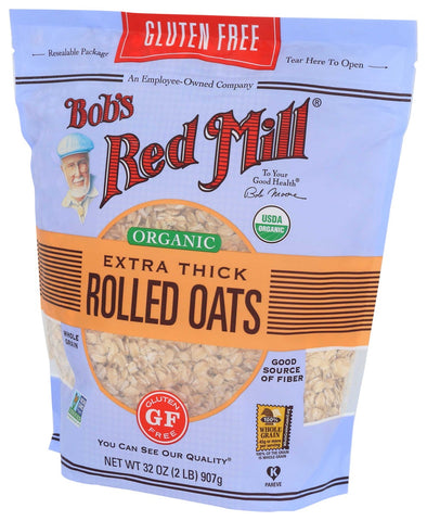 Bobs Red Mill Gluten Free Organic Extra Thick Rolled Oats, 32 Ounce -- 4 per case
