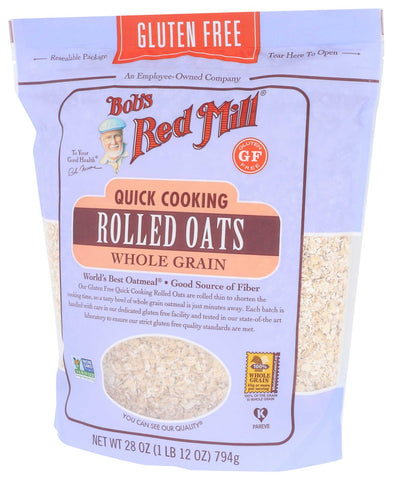 Bobs Red Mill Gluten Free Quick Cooking Rolled Oats, 28 Ounce -- 4 per case