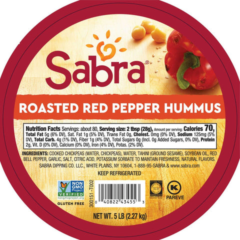 Sabra Red Pepper Hummus, 5 pound.