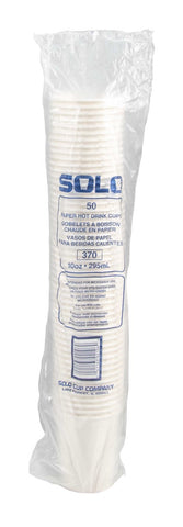 Solo White Designer Single Sided Lined Poly Paper Hot Cup, 10 Ounce -- 1000 per case.