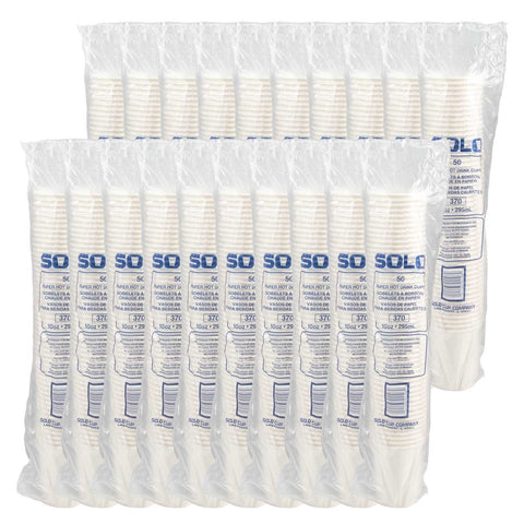 Solo White Designer Single Sided Lined Poly Paper Hot Cup, 10 Ounce -- 1000 per case.