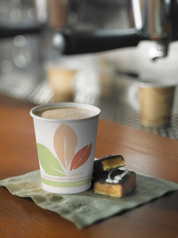 SOLO Cup Company Bare PLA Paper Hot Cups, 10oz, White w/Leaf Design, 50/Bag, 20 Bags/Carton